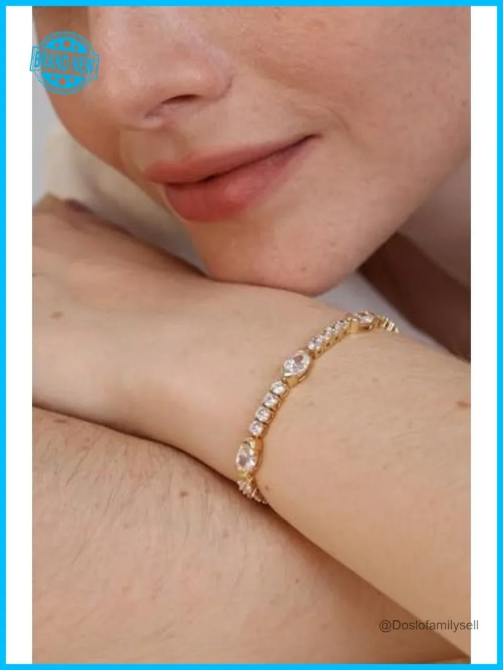 14K Gold Plated Bezel Set Tennis Bracelet for Women Simulated Gemstone CZ